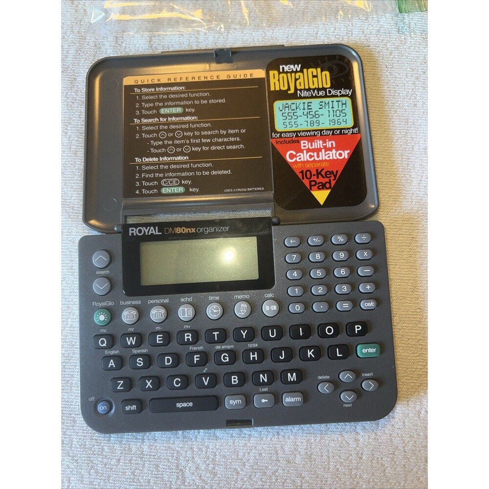 Pocket Organizer Royal Business Personal Calendar Phone Book Calc DM80NX WORK!!!